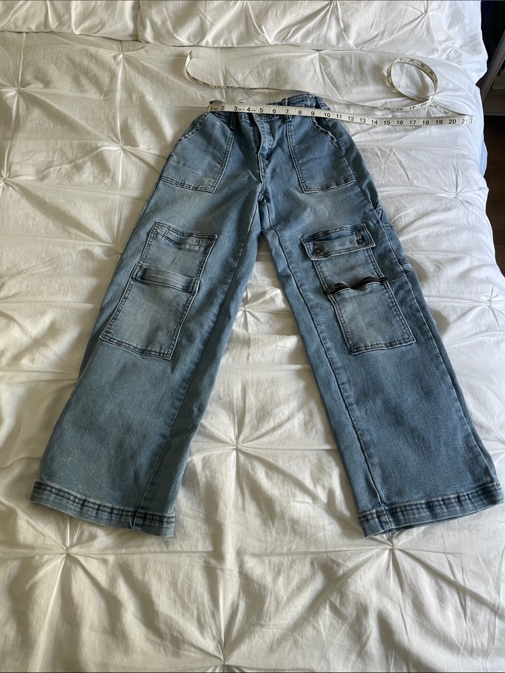 Forever 21 Light Blue Cargo Patch Jeans - Kids
